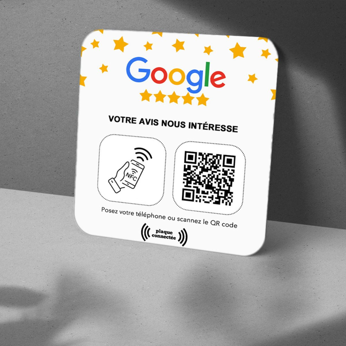 Plaque NFC Avis Google avec QR code pour professionnels