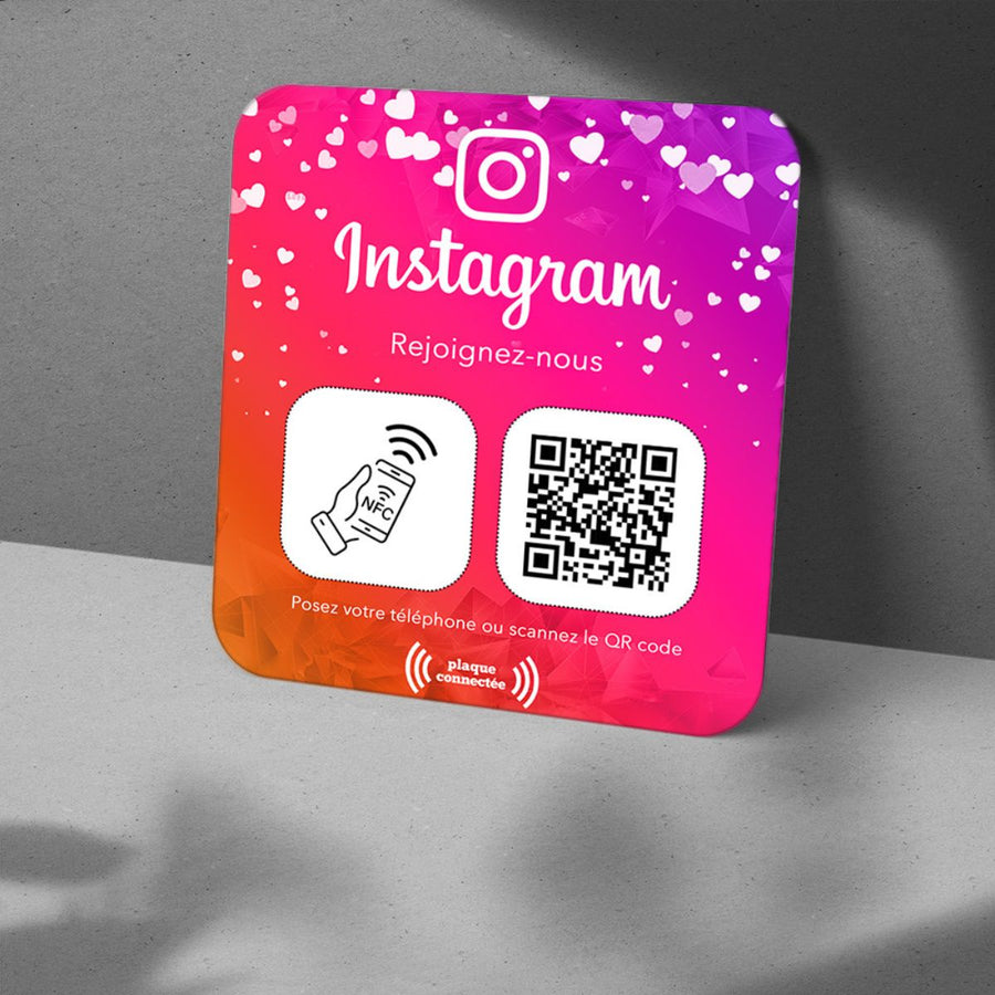 Plaque NFC Instagram avec QR code pour développer ses abonnés